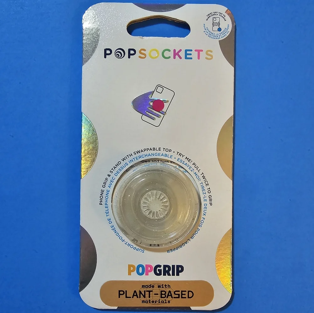 Popsocket - Plant-Based Clear Glitter Silver (GLOSS)